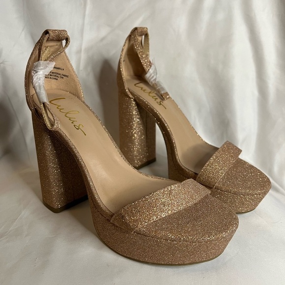 Lulus Arrabella Rose Gold Glitter Platform Ankle Strap
Heels - Picture 4 of 13